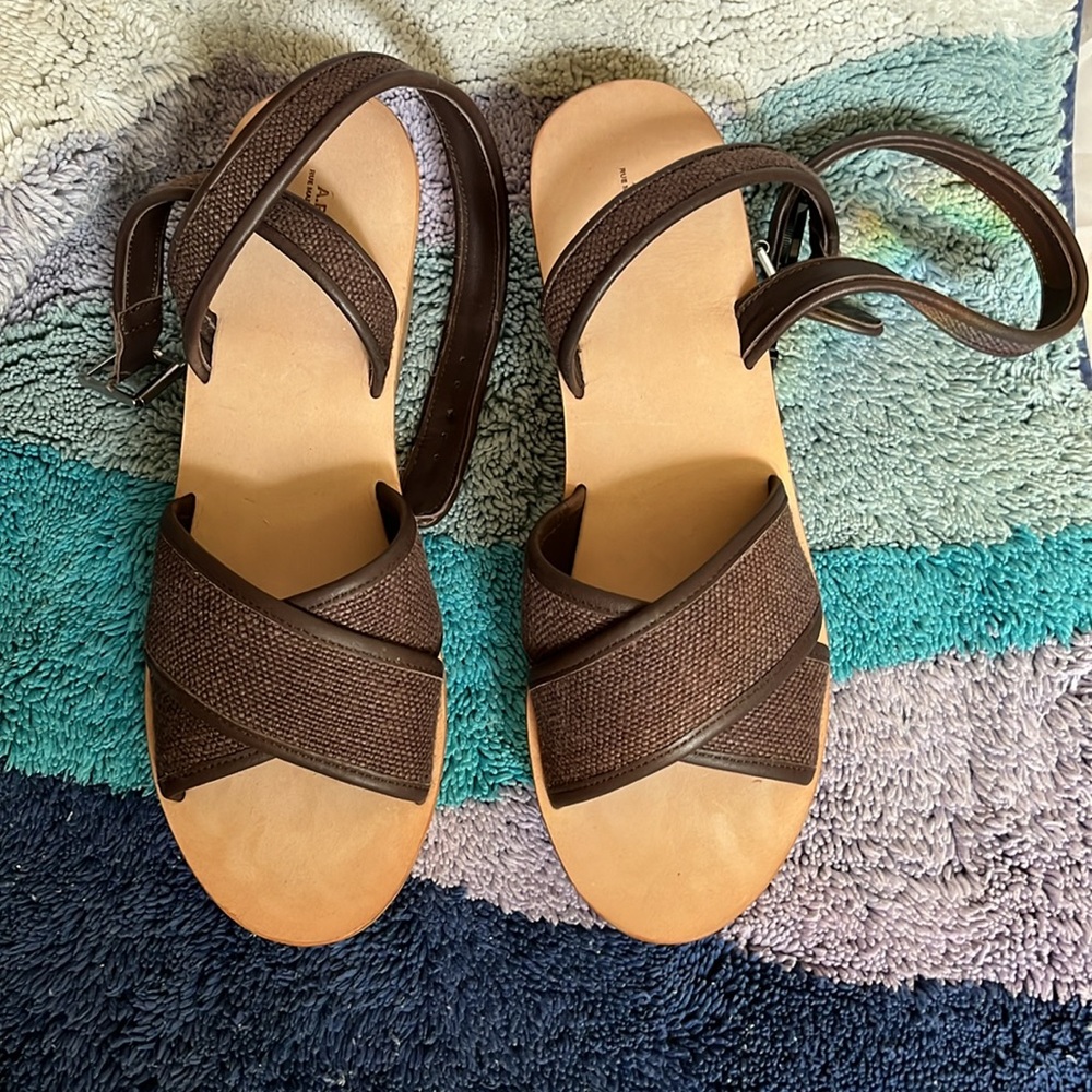 A.P.C. wedge leather sandals- brown